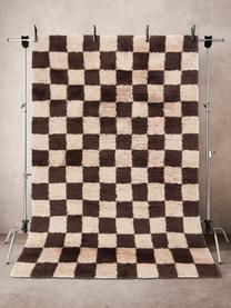 Ručne tkaný koberec s vysokým vlasom Sid, 20 % vlna, 80 % bavlna, Svetlobéžová, tmavohnedá, Š 200 x D 300 cm (veľkosť L)