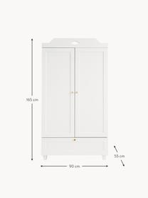 Schrank Luca, Korpus: Mittledichte Holzfaserpla, Griffe: Messing Dieses Produkt wi, Holz, weiss lackiert, B 90 x H 165 cm