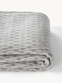 Manta con flecos Alistair, 80% algodón, 20% poliacrílico, Gris oscuro, blanco Off White, An 130 x L 170 cm