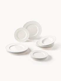 Vajilla de porcelana Perla, 4 comensales (12 pzas.), Porcelana, Blanco, 4 comensales (12 pzas.)