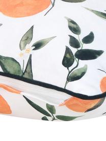 Poszewka na poduszkę Larangina, Bawełna, Biały, zielony, pomarańczowy Wykończenie brzegów: ciemny szary, S 40 x D 40 cm