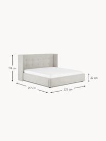 Gestoffeerd bed Star, Bekleding: polyester (gestructureerd, Frame: massief grenenhout en pla, Geweven stof lichtbeige, B 180 x L 200 cm