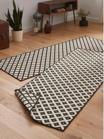 Alfombra reversible de interior/exterior Nizza, Negro, crema, An 80 x L 250 cm