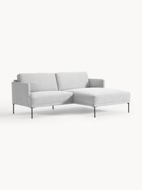 Kleines Ecksofa Fluente, Bezug: 100 % Polyester Der strap, Gestell: Massives Kiefernholz, Bir, Webstoff Hellgrau, B 198 x T 152 cm, Eckteil links