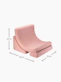 Fauteuil en peluche pour enfant Moon, 3 élém., Peluche rose pâle, larg. 55 x prof. 80 cm