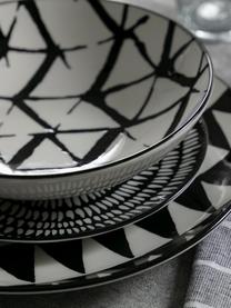 Service de table porcelaine imprimé noir Mokala, 6 personnes (18 élém.), Noir, blanc