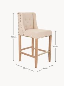 Barová stolička vo vintage štýle Alarick, Drevo, béžová, mosadzné odtiene, Š 48 x V 104 cm