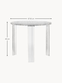 Kulatý interiérový/exteriérový odkládací stolek T-Table, Akrylátové sklo, Transparentní, Ø 50 cm, V 44 cm