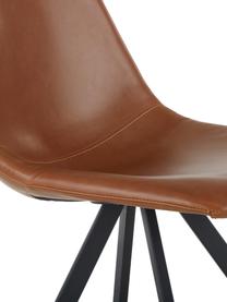 Kunstleren stoelen Billy, 2 stuks, Bekleding: kunstleer (polyurethaan), Poten: gepoedercoat metaal, Cognackleurig, B 46 x D 58 cm
