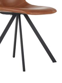 Krzesło tapicerowane ze sztucznej skóry Billy, 2 szt., Tapicerka: sztuczna skóra (poliureta, Nogi: metal malowany proszkowo, Koniakowy, S 46 x G 58 cm