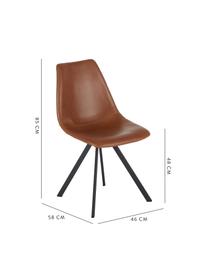 Kunstleren stoelen Billy, 2 stuks, Bekleding: kunstleer (polyurethaan), Poten: gepoedercoat metaal, Cognackleurig, B 46 x D 58 cm