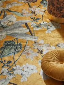 Teppich Rosalee mit Blumenmuster, 60% Polyester, 30% thermoplastisches Polyurethan, 10% Baumwolle, Senfgelb, Mehrfarbig, B 180 x L 240 cm (Größe M)