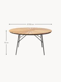 Mesa redonda para exterior con tablero de madera de teca Ellen, tamaños diferentes, Tablero: madera de teca lijada, Estructura: aluminio con pintura en p, Madera de teca, gris antracita, Ø 110 x Al 73 cm