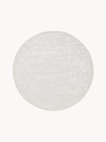 Tapis rond en viscose à motif carreaux Shiny, Gris argent, Ø 250 cm (taille XL)