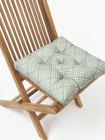 Coussin de chaise avec motif graphique Milano, Vert olive, blanc, larg. 40 x long. 40 cm