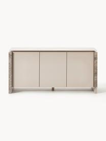 Sideboard Bruce aus Marmor und Metall, Ablagefläche: Metall, Beine: Marmor, Hellbeige, Beige marmoriert, B 145 x H 73 cm