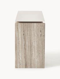 Credenza con gambe in marmo Bruce, Struttura: legno massiccio di mango,, Beige chiaro, beige marmorizzato, Larg. 145 x Alt. 73 cm