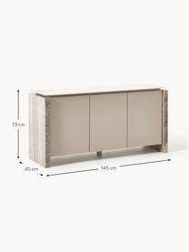 Sideboard Bruce aus Marmor und Metall, Ablagefläche: Metall, Beine: Marmor, Hellbeige, Beige marmoriert, B 145 x H 73 cm