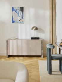 Sideboard Bruce aus Marmor und Metall, Ablagefläche: Metall, Beine: Marmor, Fuß: Massives Mangoholz Dieses, Hellbeige, Beige marmoriert, B 145 x H 73 cm