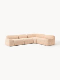 Narożna sofa modułowa (4-osobowa) Bouclé Wolke, Tapicerka: Bouclé (96% poliester, 4%, Stelaż: drewno sosnowe, drewno św, Nogi: tworzywo sztuczne Ten pro, Pomarańczowy Bouclé, S 349 x G 262 cm