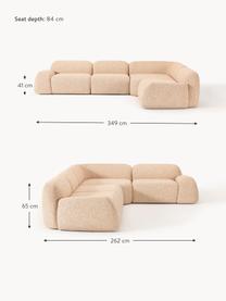 Narożna sofa modułowa (4-osobowa) Bouclé Wolke, Tapicerka: Bouclé (96% poliester, 4%, Stelaż: drewno sosnowe, drewno św, Nogi: tworzywo sztuczne Ten pro, Pomarańczowy Bouclé, S 349 x G 262 cm