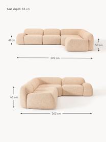 Modulares Ecksofa Wolke (4-Sitzer) aus Bouclé, Bezug: Bouclé (96 % Polyester, 4, Bouclé Orange, B 349 x T 262 cm