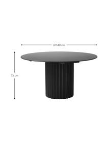 Tavolo rotondo nero con base scanalata Pillar, Legno di Sungkai, pannello di fibra a media densità (MDF), Nero, Ø 140 x Alt. 75 cm
