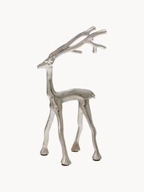 Cerf décoratif fait main Marely, Aluminium, Argenté, larg. 14 x haut. 27 cm