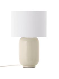 Keramische tafellamp Cadiz in beige, Lampenkap: stof, Lampvoet: keramiek, Beige, wit, Ø 28 x H 43 cm