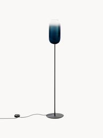 Mundgeblasene Stehlampe Gople, Lampenschirm: Glas, mundgeblasen, Dunkelblau, Schwarz, H 170 cm