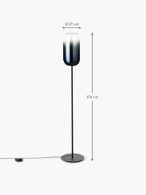 Lampa podłogowa ze szkła dmuchanego Gople, Stelaż: aluminium powlekane, Ciemny niebieski, czarny, W 170 cm