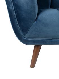 Sofá de terciopelo Beryl (2 plazas), Tapizado: terciopelo de poliéster 3, Patas: madera de nogal, pintado, Estructura: madera contrachapada, Azul, nogal, An 164 x F 90 cm