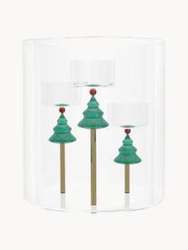 Bougeoir fait main en verre borosilicate Christmas Tales, Verre borosilicate, Transparent, vert, Ø 13 x haut. 15 cm