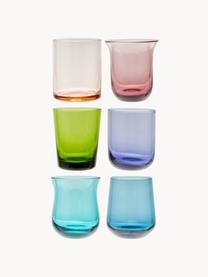 Mondgeblazen Borrelglaasjes Diseguale in verschillende kleuren en vormen, set van 6, Mondgeblazen glas, Meerkleurig, transparant, Ø 6 x H 6 cm, 90 ml