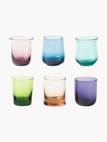 Mundgeblasene Schnapsgläser Diseguale in unterschiedlichen Farben und Formen, 6er-Set, Glas, mundgeblasen, Bunt, transparent, Ø 6 x H 6 cm, 90 ml