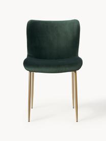 Chaise rembourrée en velours Tess, Velours vert foncé, pieds dorés, larg. 49 x prof. 64 cm