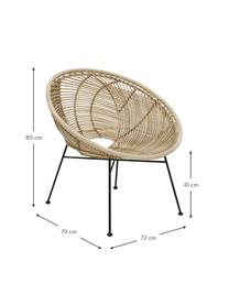 Rattan-Sessel Circles, Sitzschale: Rattan, Beine: Metall, pulverbeschichtet, Rattan, B 72 x T 79 cm