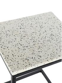 Tavolino in metallo con piano in terrazzo Pablo, Struttura: metallo, nero verniciato, Piano d'appoggio: cemento con terrazzo, Bianco, nero, multicolore, Larg. 40 x Alt. 65 cm