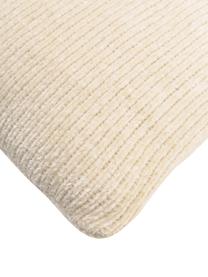 Housse de coussin en chenille douce blanc crème Beckett, 100 % polyester, Blanc crème, larg. 45 x long. 45 cm