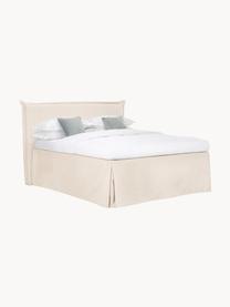 Letto boxspring premium Violet, Materasso: nucleo a 5 zone di molle , Piedini: legno massiccio di betull, Tessuto bianco crema, Larg. 140 x Lung. 200 cm, grado di durezza 2