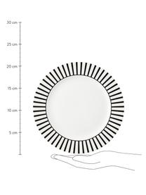 Frühstücksteller Ceres Loft mit Streifendekor, 4 Stück, Porzellan, Weiß, Schwarz, Ø 21 x H 2 cm