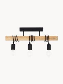 Plafón de madera Townshend, Estructura: madera de caucho, Anclaje: acero pintado, Cable: plástico, Negro, madera, An 55 x Al 27 cm