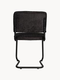 Cantilever stoel Kink, 2 stuks, Bekleding: teddyvacht (nylon, polyes, Frame: gecoat aluminium, Teddyvacht zwart, zwart, B 48 x D 50 cm