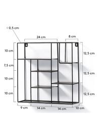 Mini metalen wandrek Nils in zwart, Gepoedercoat metaal, Zwart, 37 x 38 cm