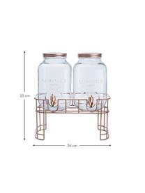 Set de dispensadores de bebida Summer Party, 2 uds., Estructura: metal recubierto, Transparente, bronceado, Cada uno 3,5 L