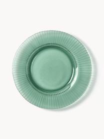 Snídaňové talíře s drážkovaným reliéfem Effie, 4 ks, Sklo, Mátově zelená, Ø 21 cm