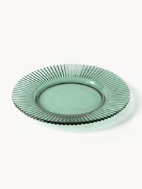 Platos postre con relieves Effie, 4 uds., Vidrio, Verde menta, Ø 21 cm