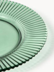 Platos postre con relieves Effie, 4 uds., Vidrio, Verde menta, Ø 21 cm