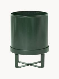 Cache-pot strié Bau, haut. 24 cm, Acier, revêtement par poudre, Vert foncé, Ø 18 x haut. 24 cm