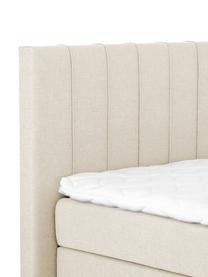 Premium boxspring bed Lacey in beige, Matras: 7-zones-pocketverenkern m, Poten: massief gelakt beukenhout, Geweven stof beige, 160 x 200 cm